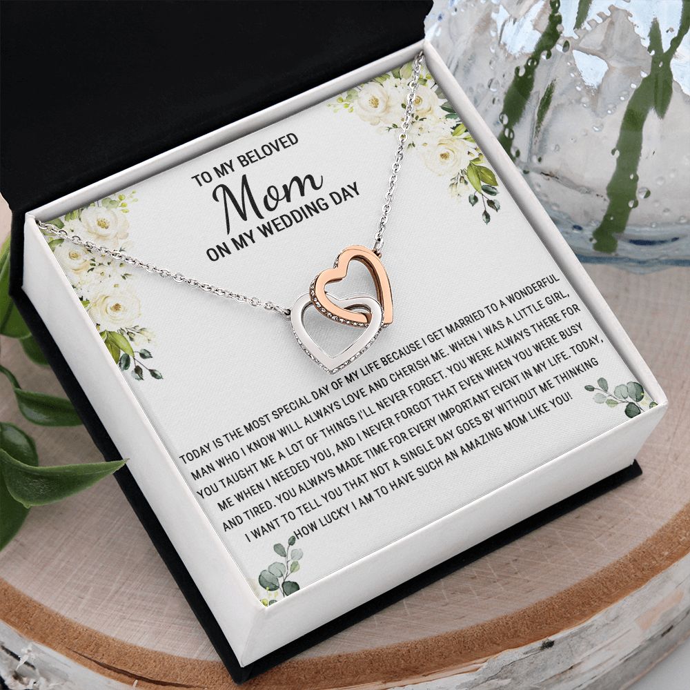 To My Mom Necklace, Gift For Mom, Mother's Day Gift from Daughter, Mom Jewelry Gift for Mothers Day, Birthday Gift for Mother, Moms Gift from Daughter Son, Necklace for Mom Mother 1 Interlocking Hearts Necklace