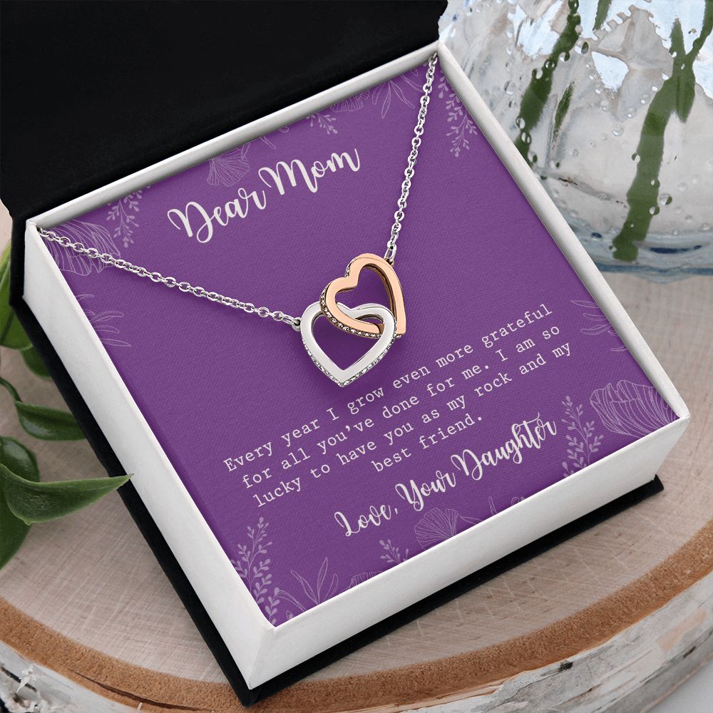 Mom Necklace Gifts for Mom from Daughter to Mom Gifts for Mothers Day from Daughter, To My Mom Necklace from Daughter to Mom Birthday Gifts Necklace with Message Card and Gift Box2234 Interlocking Hearts Necklace
