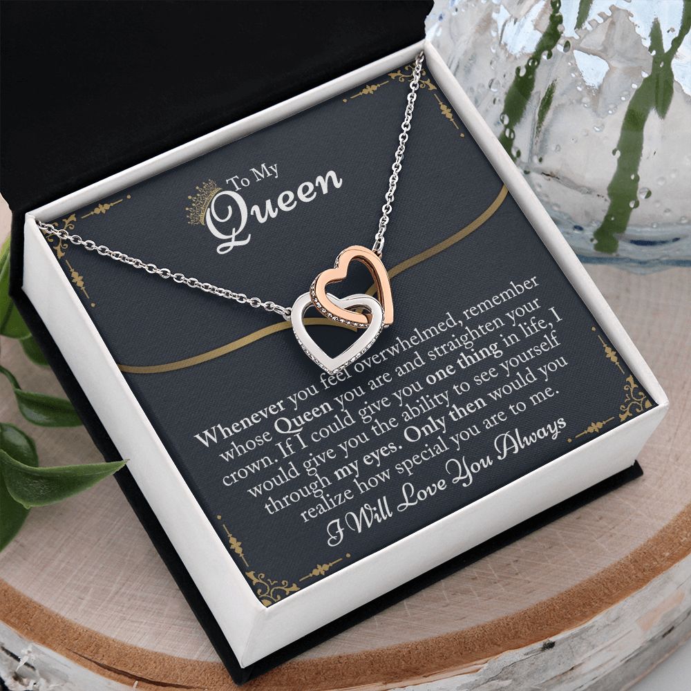 To My Queen Gift For Her Jewelry Gift Her Gift for Her Christmas Necklace Interlocking Hearts Necklace