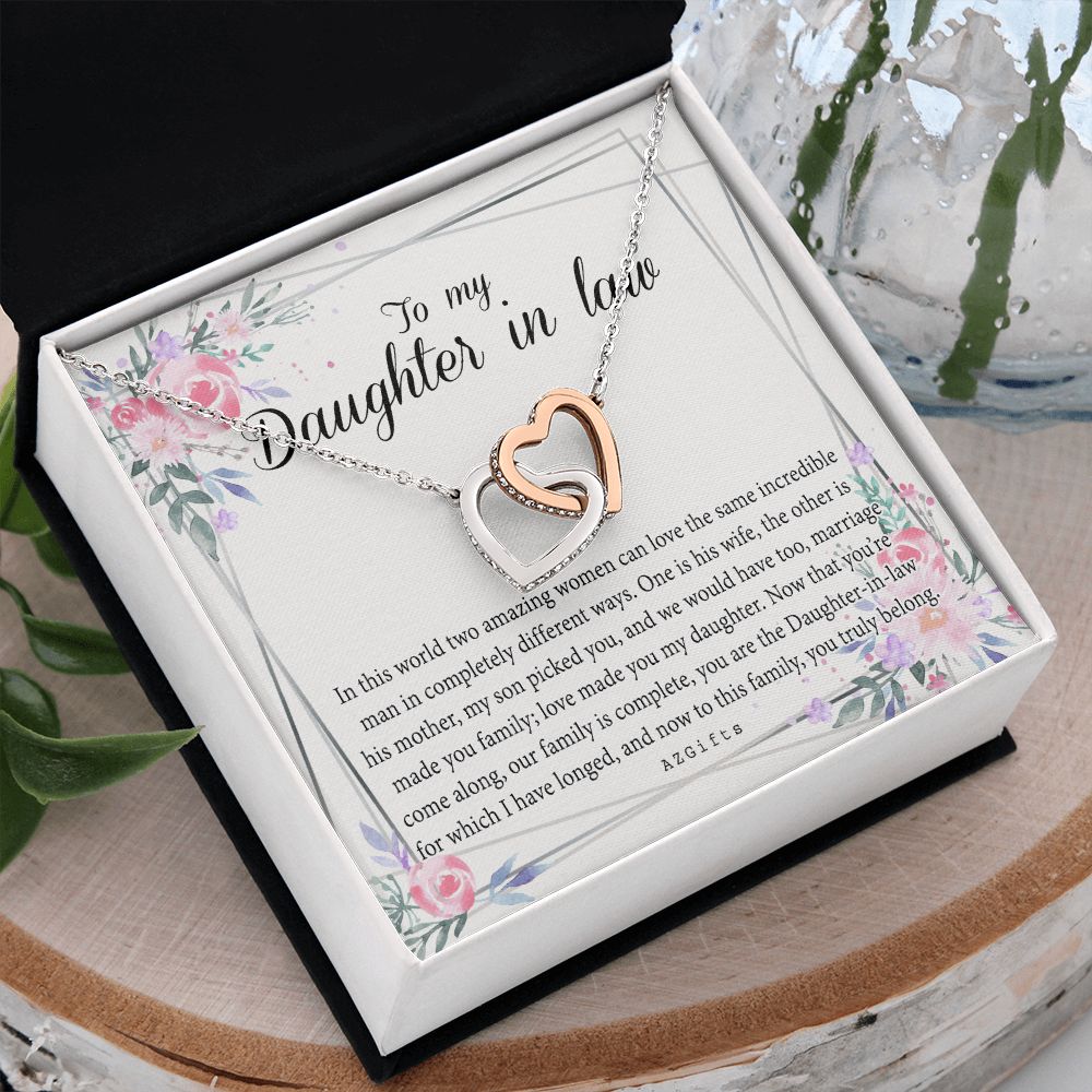 Daughter In Law Gifts Ideas, Daughter In Law Necklace, Gifts For Future Daughter In Law, Daughter In Law Birthday Gifts, Daughter-in-law Gifts From Mother In Law, Birthday Gifts For Daughter Interlocking Hearts Necklace