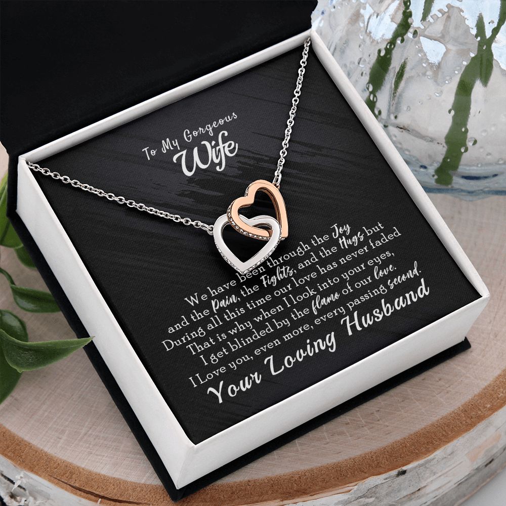 To My Wife Necklace from Husband, Personalized Necklace for Women, Luxury Necklace for Wife from Man Men, Wedding Anniversary Present For Wife, Beautiful Wife Jewelry Christmas Birthday Gift For Wife14 Interlocking Hearts Necklace