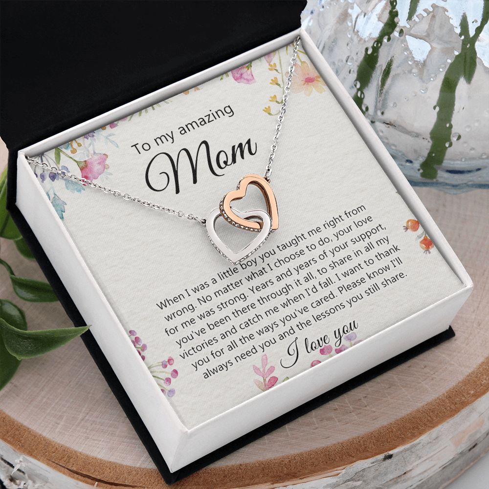 To My Amazing Mom Necklace for Mother Day Gift From Son, Gift For Mom From Son, Necklace Gift For Mom Son Gift For Mother Gift Thank You Mom, Mother Necklace Birthday Gift for Mom Interlocking Hearts Necklace