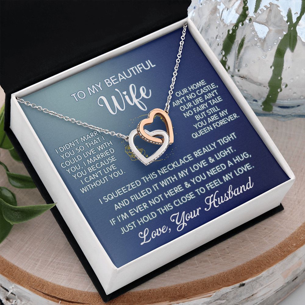 To My Beautiful Wife Necklace, Wedding Anniversary Jewelry For Women, Necklace For Wife from Husband, Gifts For Wife Birthday Gifts Necklace, Jewelry With Message Card In A Gift Box