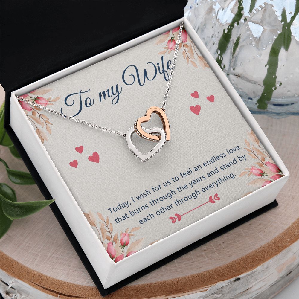 Birthday Gifts For Wife, Necklace Gifts For Wife From Husband, To My Wife Jewelry For Women , To My Wife Necklace  from Husband Wedding Anniversary Present For Wife, Beautiful Wife Jewelry Christmas 4 Interlocking Hearts Necklace
