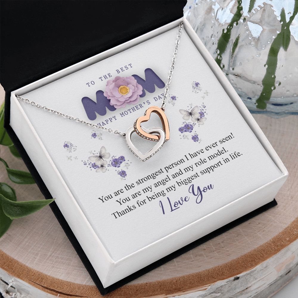 To The Best Mom Necklace, Best Mom Gifts, Mothers Day Gifts, Birthday Gift For Mom Interlocking Hearts Necklace