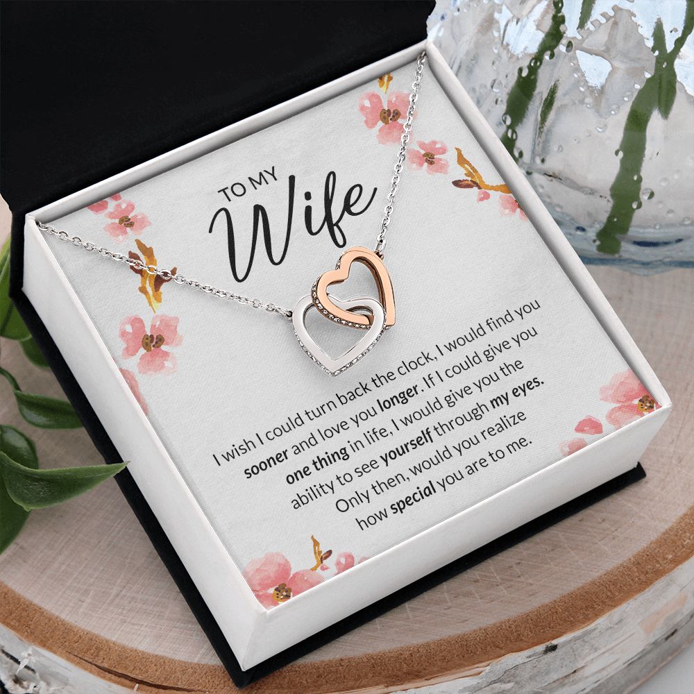 Birthday Gifts For Wife, Necklace Gifts For Wife From Husband, To My Wife Jewelry For Women , To My Wife Necklace  from Husband Wedding Anniversary Present For Wife, Beautiful Wife Jewelry Christmas11 Interlocking Hearts Necklace