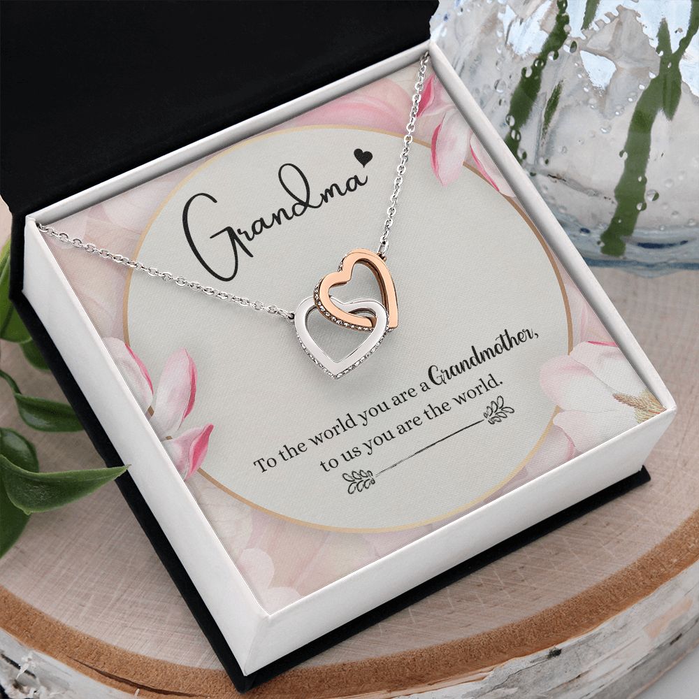 To My Grandma Necklace, Gift for Grandmother Necklace, Mothers Day Gift For Grandma Nana, Grandma Jewelry From Grandchildren GrandKids , Jewelry Box Gift For Grandma Grandmother8 Interlocking Hearts Necklace