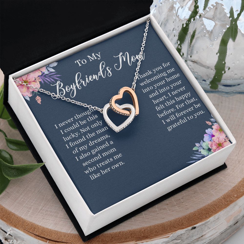 To My Boyfriends Mom Necklace, Gifts For Boyfriend Mom, Boyfriends Mom Birthday Gift, Boyfriend Mother Gift, Gifts for boyfriend mom, Boyfriend mom Mother's Day Gift Jewelry for Women Interlocking Hearts Necklace