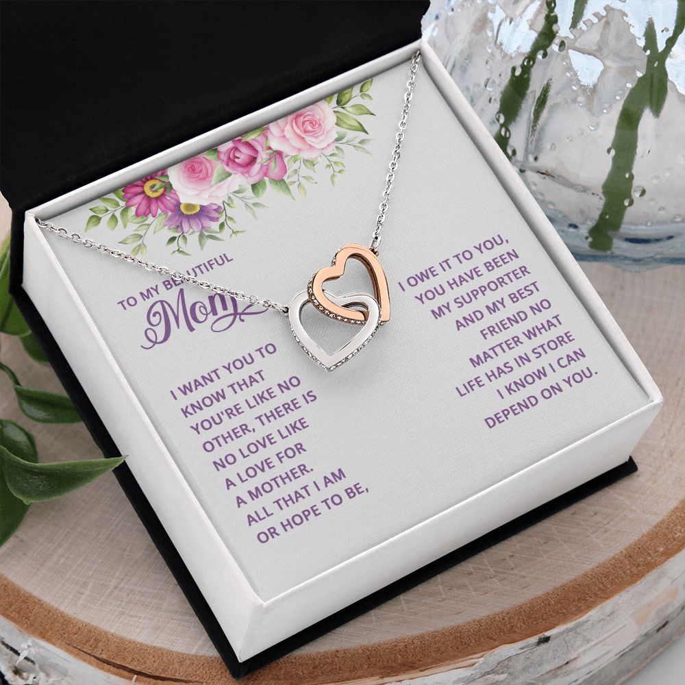 Mom Necklace Gifts for Mom from Daughter to Mom Gifts for Mothers Day from Daughter, To My Mom Necklace from Daughter to Mom Birthday Gifts Necklace with Message Card and Gift Box17 Interlocking Hearts Necklace