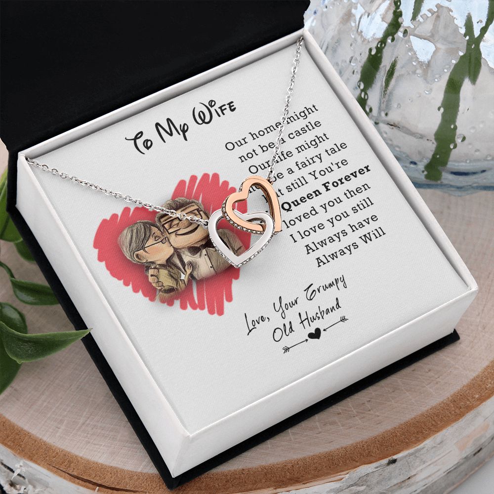 To My Wife Necklace from Husband, Personalized Necklace for Women, Luxury Necklace for Wife from Man Men, Wedding Anniversary Present For Wife, Beautiful Wife Jewelry Christmas Birthday Gifts For Wife3 Interlocking Hearts Necklace