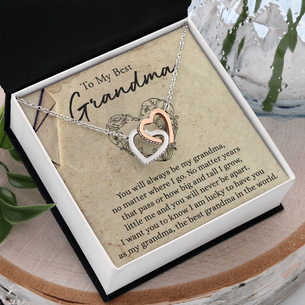 To My Grandma Necklace, Gift for Grandmother Necklace, Mothers Day Gift For Grandma Nana, Grandma Jewelry From Grandchildren GrandKids , Jewelry Box Gift For Grandma Grandmother6 Interlocking Hearts Necklace