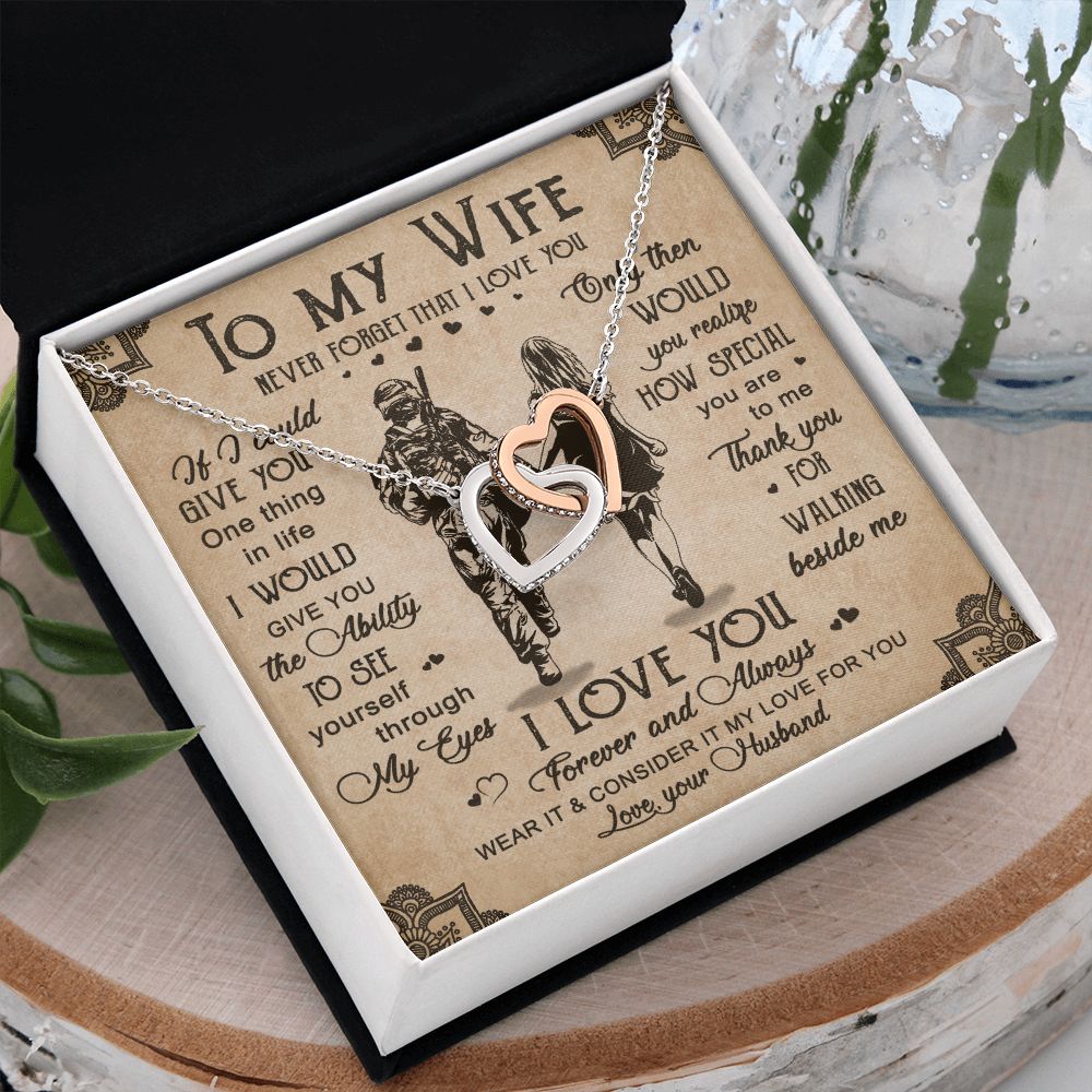 Birthday Gifts For Wife, Necklace Gifts For Wife From Husband, To My Wife Jewelry For Women , To My Wife Necklace  from Husband Wedding Anniversary Present For Wife, Beautiful Wife Jewelry Christmas20 Interlocking Hearts Necklace