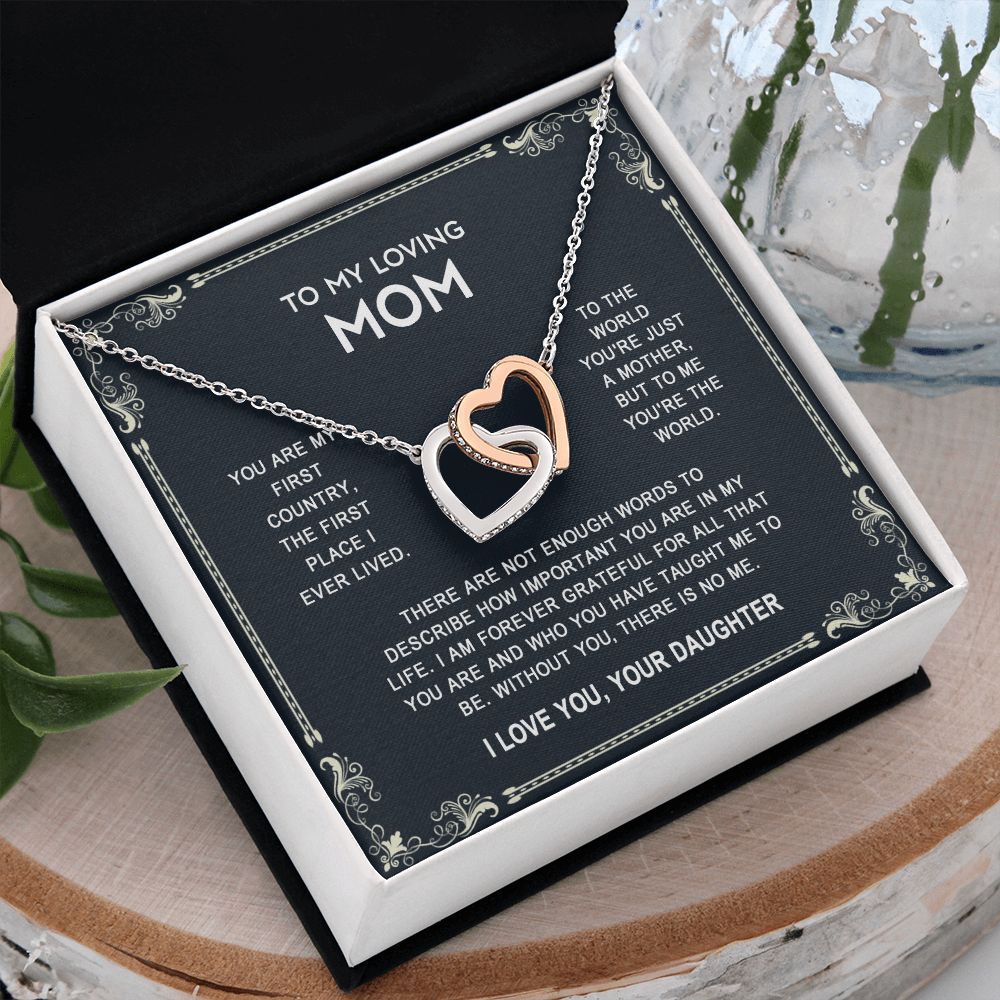 To My Mom Necklace, Gift For Mom, Mother's Day Gift from Daughter, Mom Jewelry Gift for Mothers Day, Birthday Gift for Mother, Moms Gift from Daughter Son, Necklace for Mom Mother 14 Interlocking Hearts Necklace
