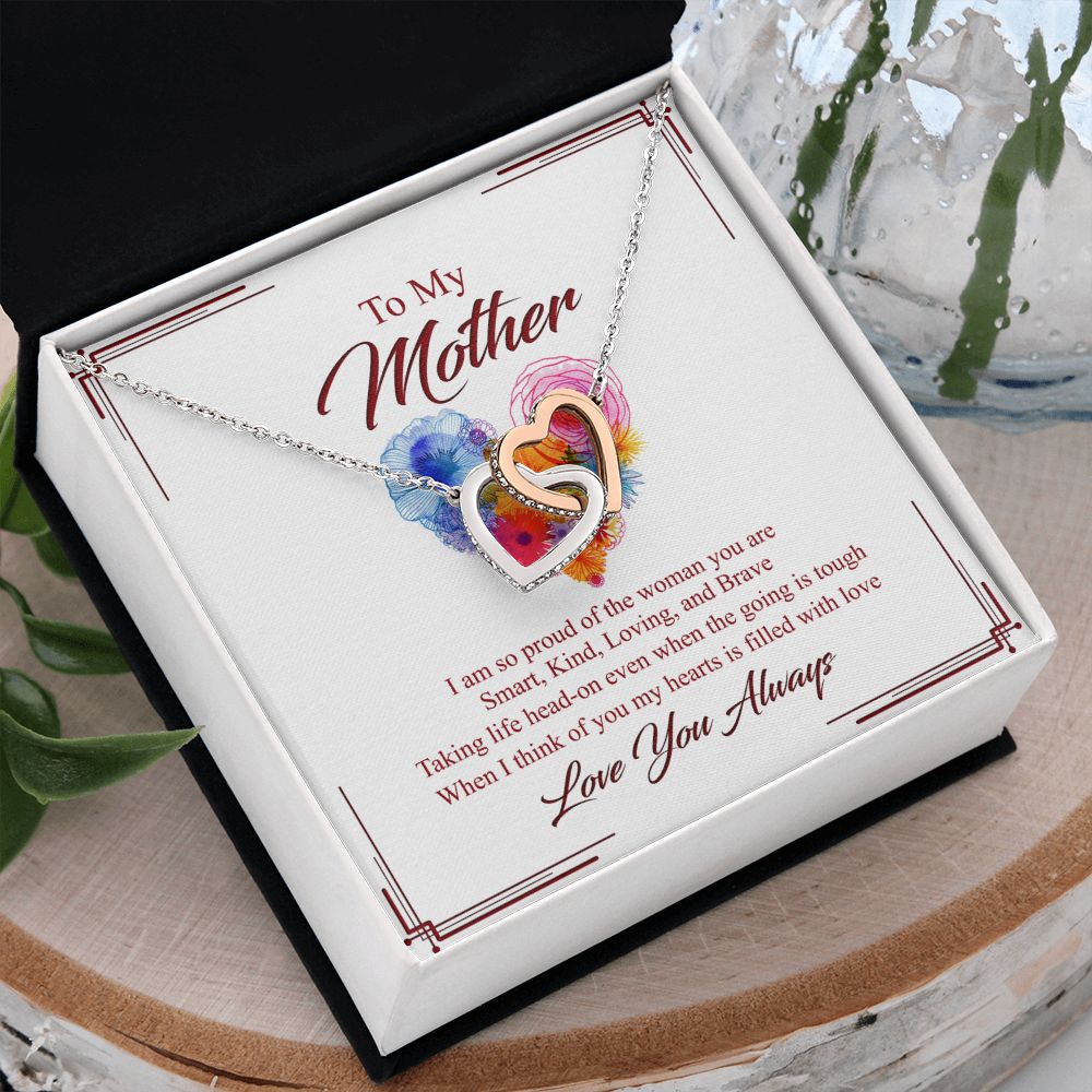 To My Mom Necklace, Gift For Mom, Mother's Day Gift from Daughter, Mom Jewelry Gift for Mothers Day, Birthday Gift for Mother, Moms Gift from Daughter Son, Necklace for Mom Mother 8 Interlocking Hearts Necklace
