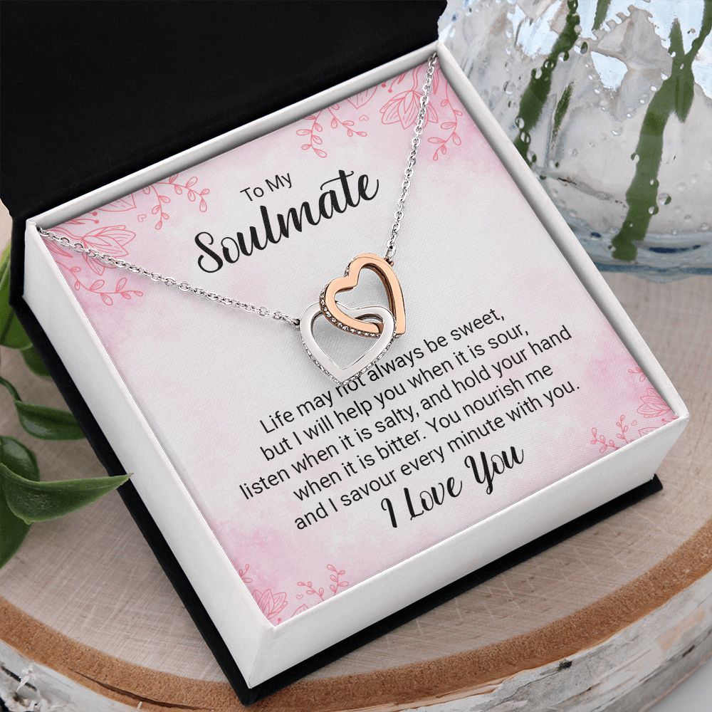 To My Soulmate Necklace for Women Birthday Christmas Jewelry Gifts For My Wife with Message Card Box Personalized Gift Present Pendant for Future Wife Soulmate Girlfriend Love 15 Interlocking Hearts Necklace
