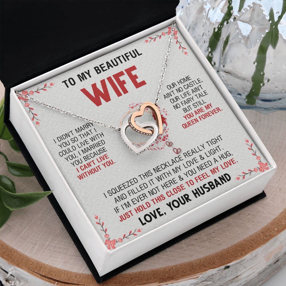 To My Beautiful Wife Necklace, Wedding Anniversary Jewelry For Women, Necklace For Wife from Husband, Gifts For Wife Birthday Gifts Necklace, Jewelry With Message Card In A Gift Box