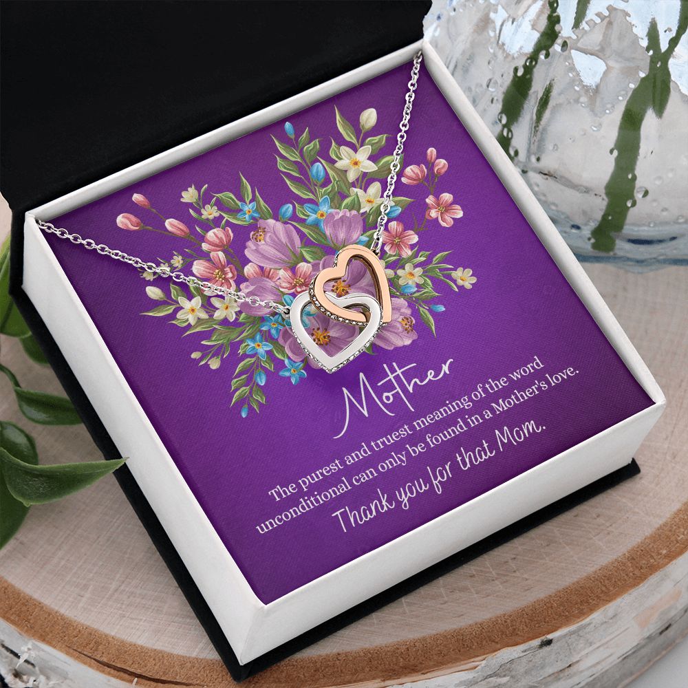 Happy Mother's Day Gift for Mom from Daughter Message Card Necklace Gift Idea Mother Jewelry Mom Necklace from Daughter To My Mom Love Knot Necklace Pendant Interlocking Hearts Necklace