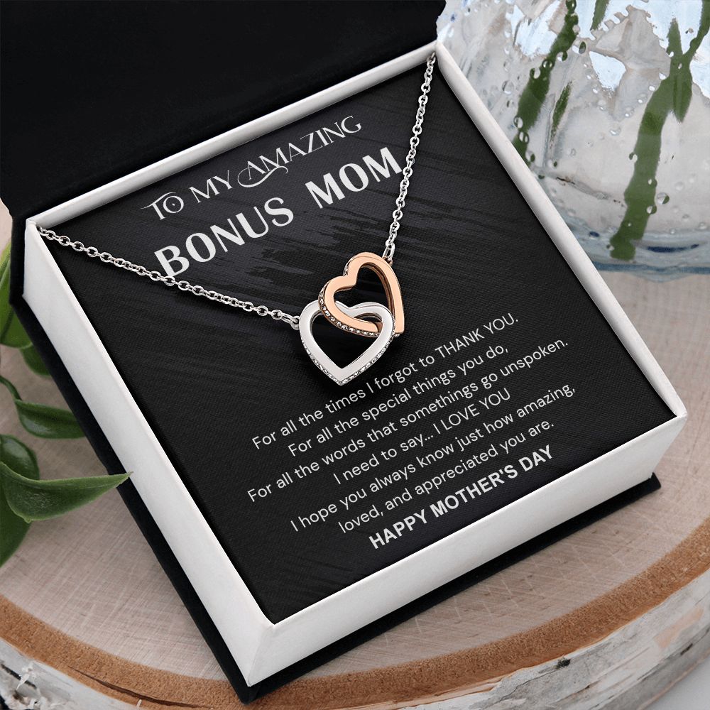 Mother's Day Gifts For Bonus Mom, Bonus Mom Mothers Day Gift, Bonus Mom Necklace, Gift For Bonus Mom On Mother's Day Interlocking Hearts Necklace