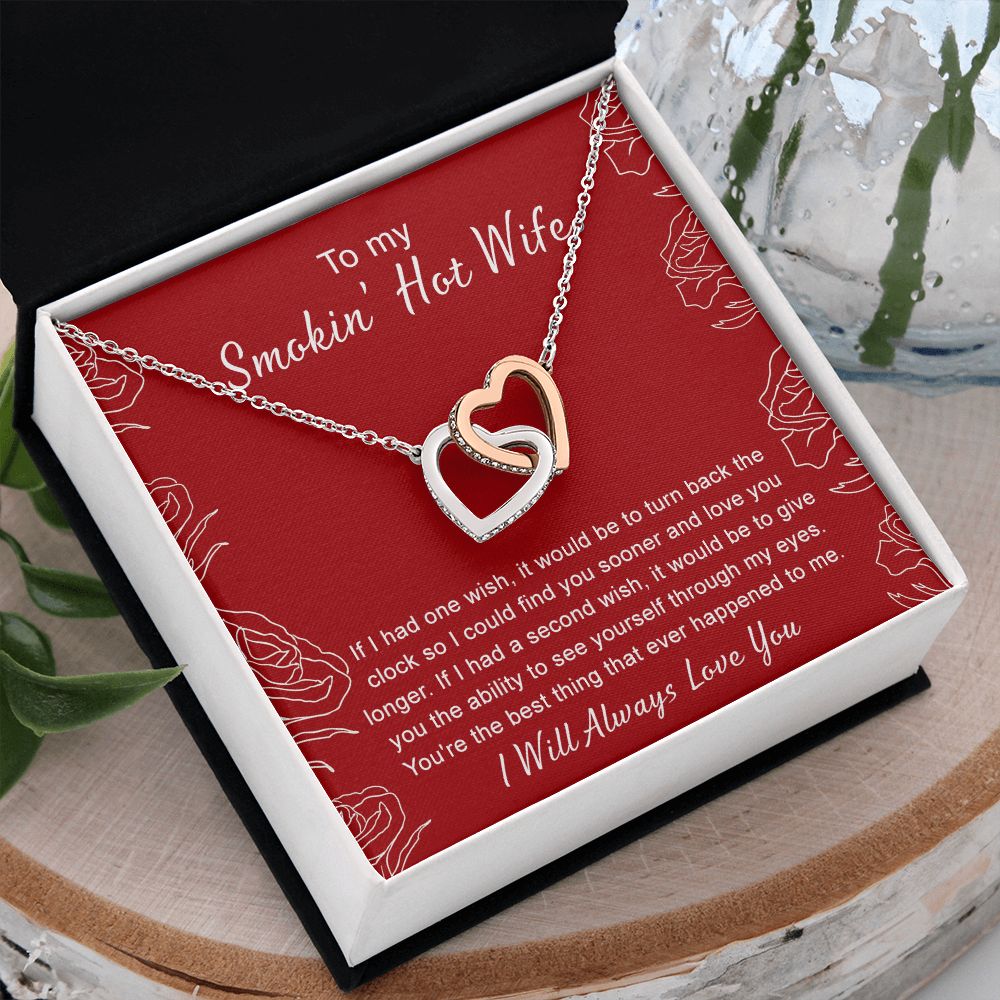 To My Wife Necklace from Husband, Personalized Necklace for Women, Luxury Necklace for Wife from Man Men, Wedding Anniversary Present For Wife, Beautiful Wife Jewelry Christmas Birthday Gifts For Wife4 Interlocking Hearts Necklace