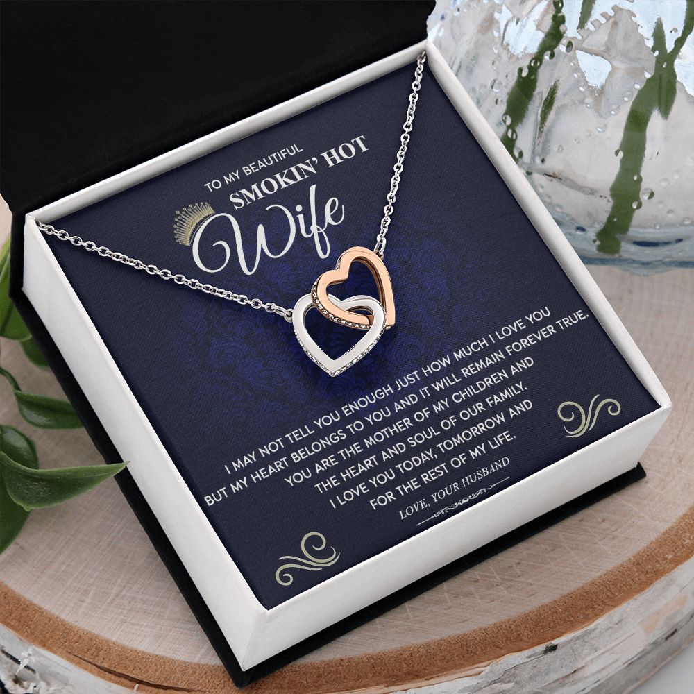 To My Wife Necklace from Husband, Personalized Necklace for Women, Luxury Necklace for Wife from Man Men, Wedding Anniversary Present For Wife, Beautiful Wife Jewelry Christmas Birthday Gift For Wife10 Interlocking Hearts Necklace