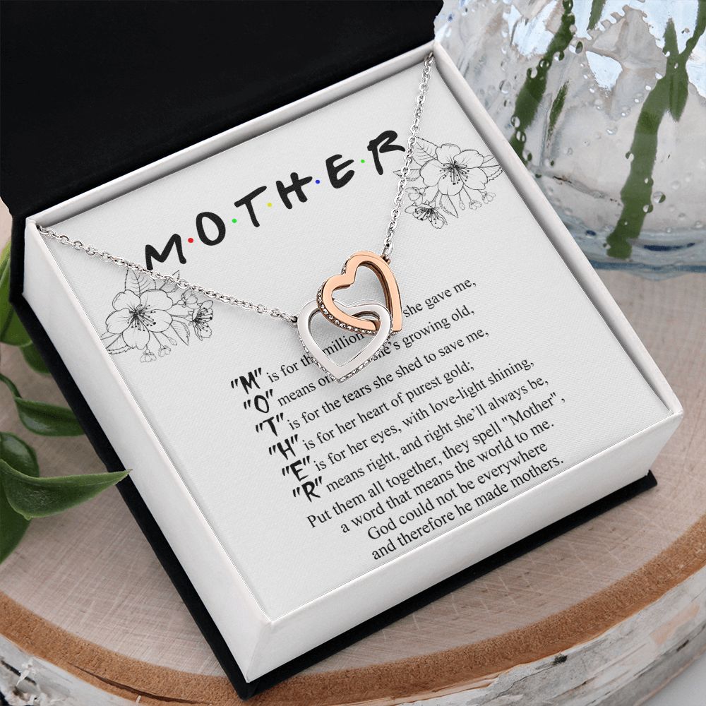 Mom Necklace Gifts for Mom from Daughter to Mom Gifts for Mothers Day from Daughter, To My Mom Necklace from Daughter to Mom Birthday Gifts Necklace with Message Card and Gift Box2224 Interlocking Hearts Necklace