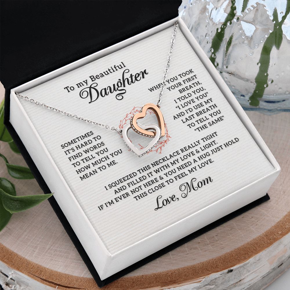 To My Beautiful Daughter Necklace from Mom, Mother and Daughter Necklace, Gift for Daughter, Necklace for Daughter, Gift for Daughter from Mom, Daughter Gift from Mother 301 Interlocking Hearts Necklace