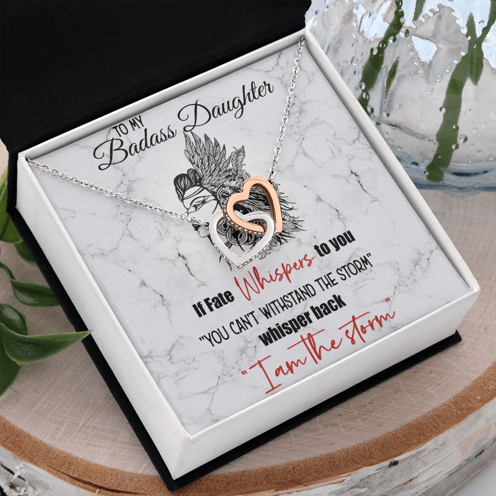 Bonus Daughter Gifts From Stepdad, Step Daughter Gifts From Stepmom, Stepdaughter Gifts From Stepdad, Father Stepdaughter Necklace, To My Bonus Daughter Necklaces, Christmas Gifts For Bonus10 Interlocking Hearts Necklace