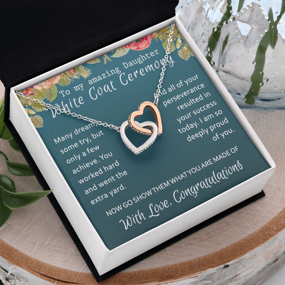 White Coat Ceremony Gift Necklace Medical School Graduation Student Ceremony New Doctor Graduation Gift For Doctor Residency Gifts Necklace For Girl, Pendant For for Her Daughter Sister Interlocking Hearts Necklace