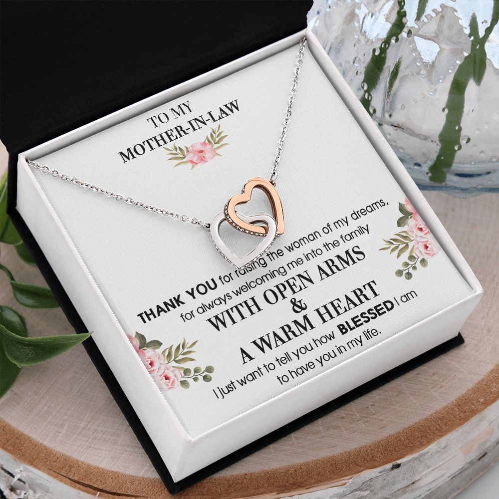 To My Mother-In-Law From Son-In-Law Thank You For Raising Interlocking Hearts Necklace