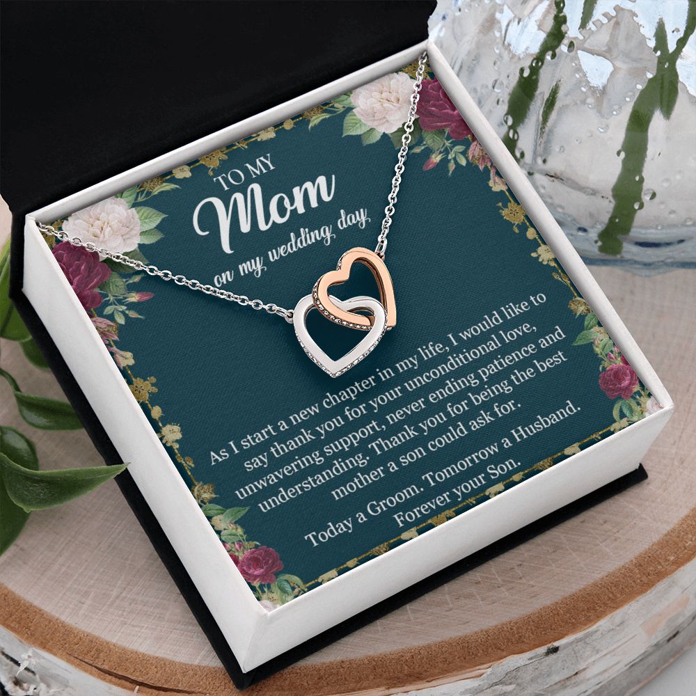 To My Mom Necklace, Gift For Mom, Mother's Day Gift from Daughter, Mom Jewelry Gift for Mothers Day, Birthday Gift for Mother, Moms Gift from Daughter Son, Necklace for Mom Mother 3 Interlocking Hearts Necklace