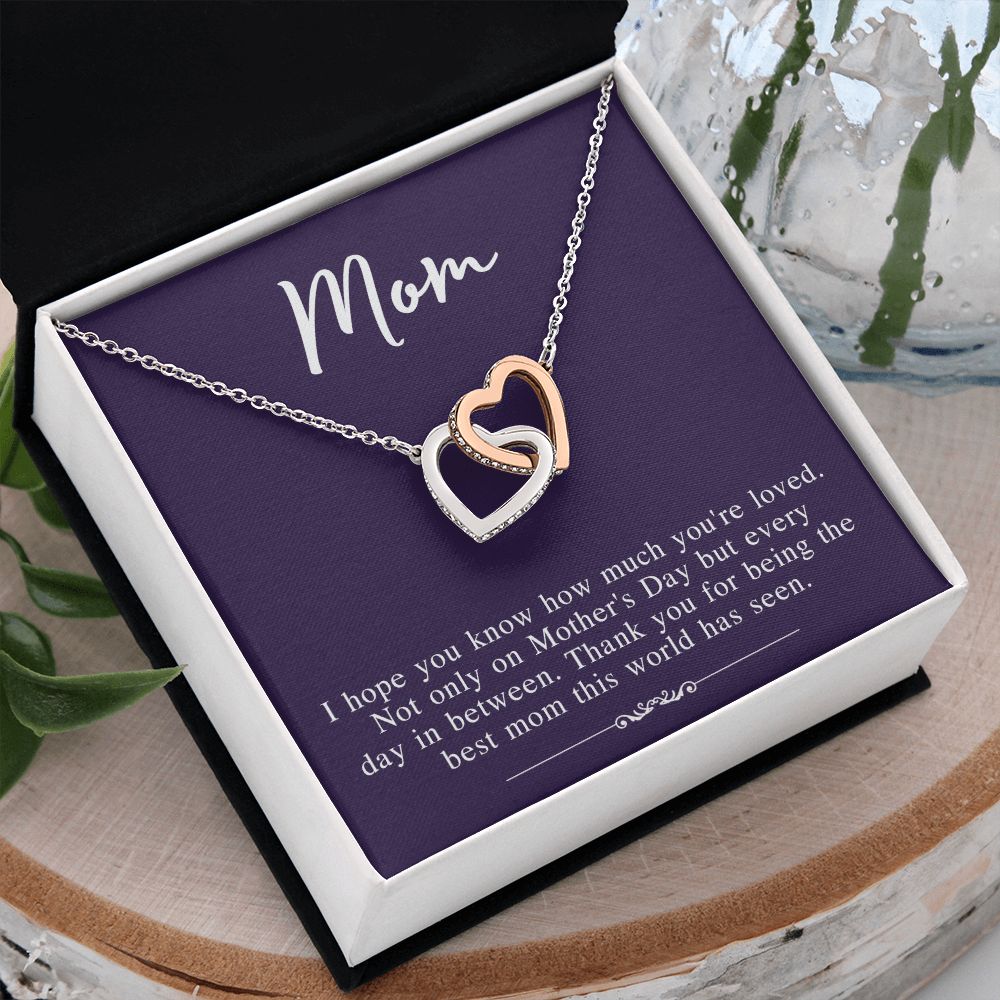 Mom Necklace Gifts for Mom from Daughter to Mom Gifts for Mothers Day from Daughter, To My Mom Necklace from Daughter to Mom Birthday Gifts Necklace with Message Card and Gift Box2239 Interlocking Hearts Necklace