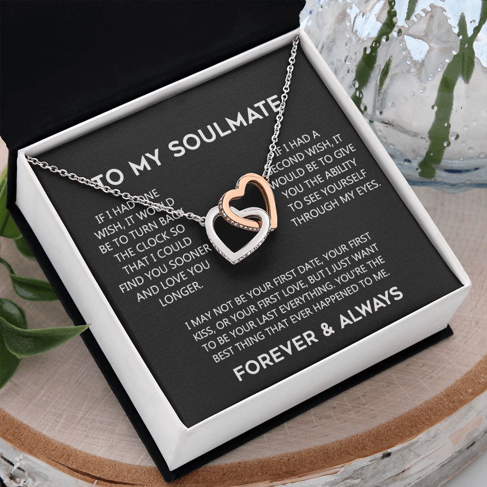 To My Soulmate Eternal Hope Necklace  Wife Soulmate Valentines Day Gift for Her 175144059615 Interlocking Hearts Necklace