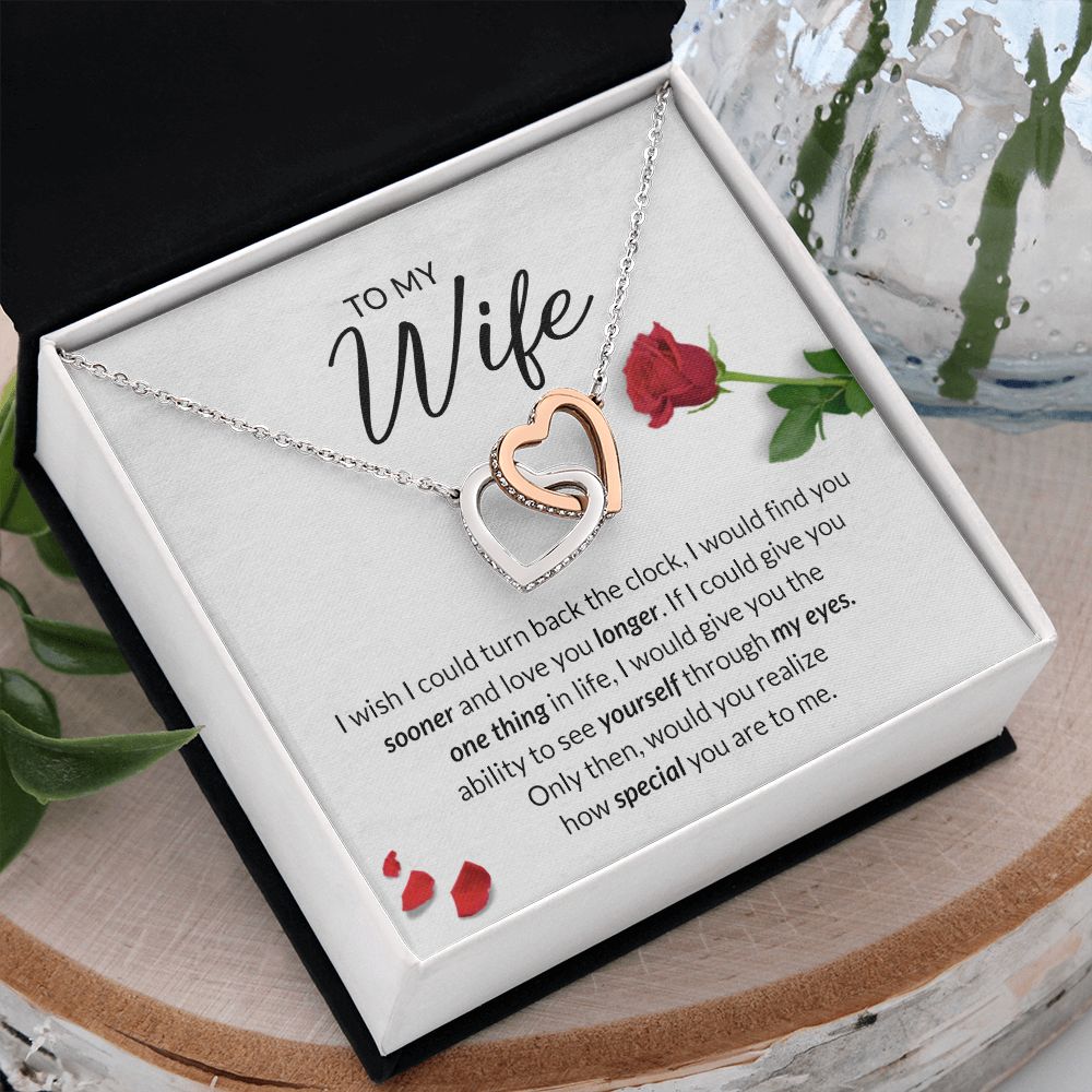 Birthday Gifts For Wife, Necklace Gifts For Wife From Husband, To My Wife Jewelry For Women , To My Wife Necklace  from Husband Wedding Anniversary Present For Wife, Beautiful Wife Jewelry Christmas22 Interlocking Hearts Necklace