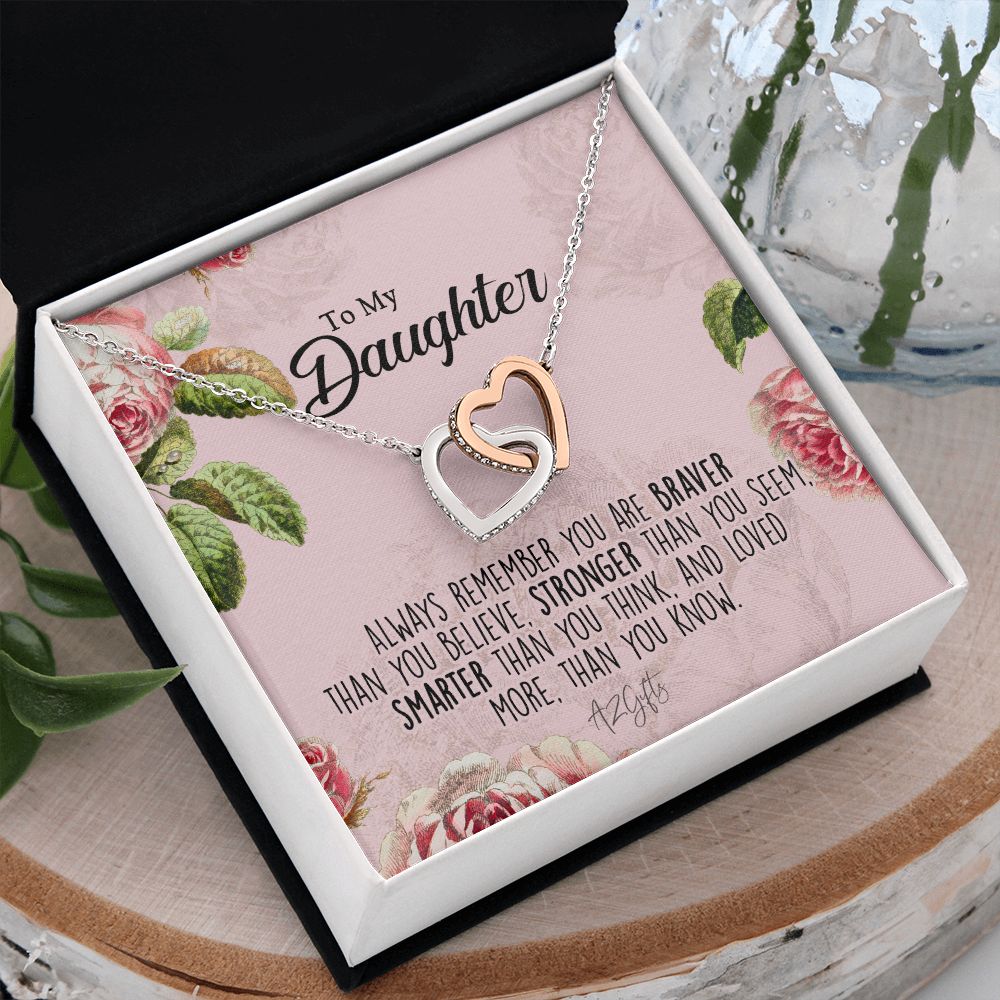 To My Daughter Gift Necklace from Mom, Mother and Daughter Necklace for Girls, Mother Daughter Gift Ideas, Jewelry Pendant Interlocking Hearts Necklace