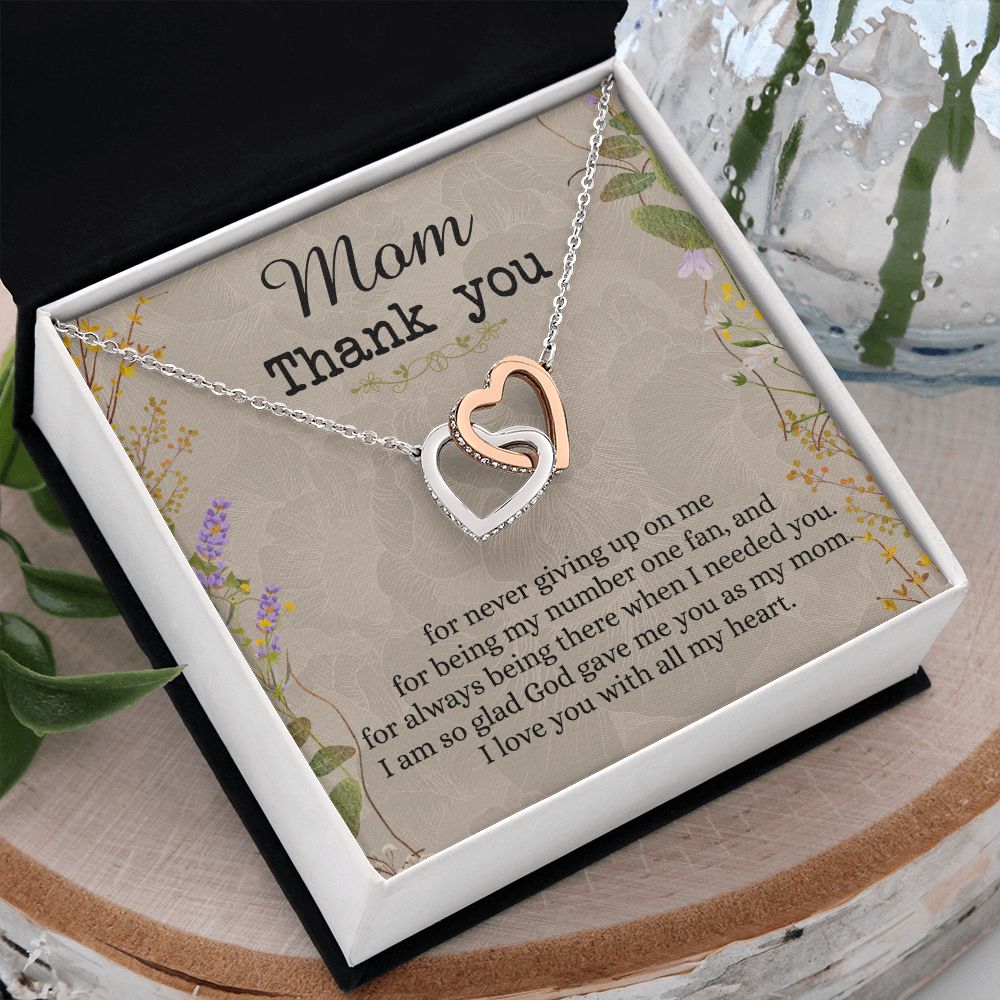 To My Mom Necklace, Thank you Mom Gift, Gift for Mom, Mother's Day Gift from Daughter, Mother Daughter gift, Gift from child, Gift for Mom, Mothers Day Necklace for Women Interlocking Hearts Necklace