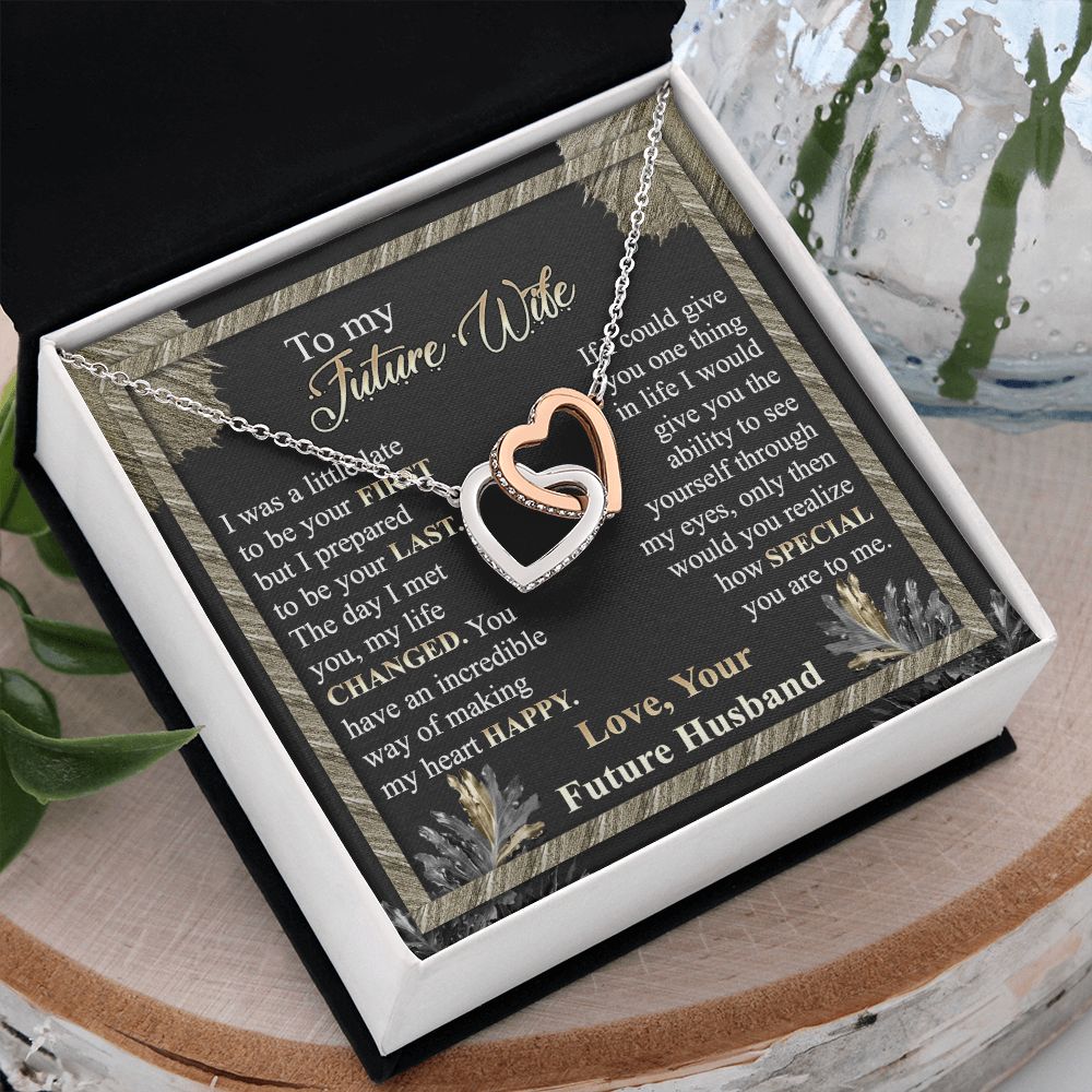 To My Future Wife Necklace from Boyfriend, Personalized Necklace for Women, Luxury Necklace for Girlfriend, Wedding Anniversary Present For Her, Girlfriend Gift Jewelry Christmas Birthday Gift Interlocking Hearts Necklace