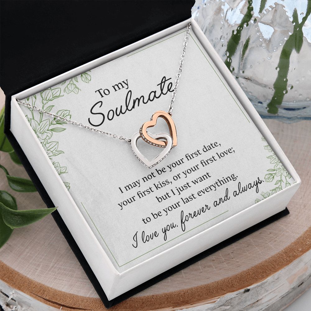 To My Soulmate Necklace for Women Birthday Christmas Jewelry Gifts For My Wife with Message Card Box Personalized Gift Present Pendant for Future Wife Soulmate Girlfriend Love 25 Interlocking Hearts Necklace