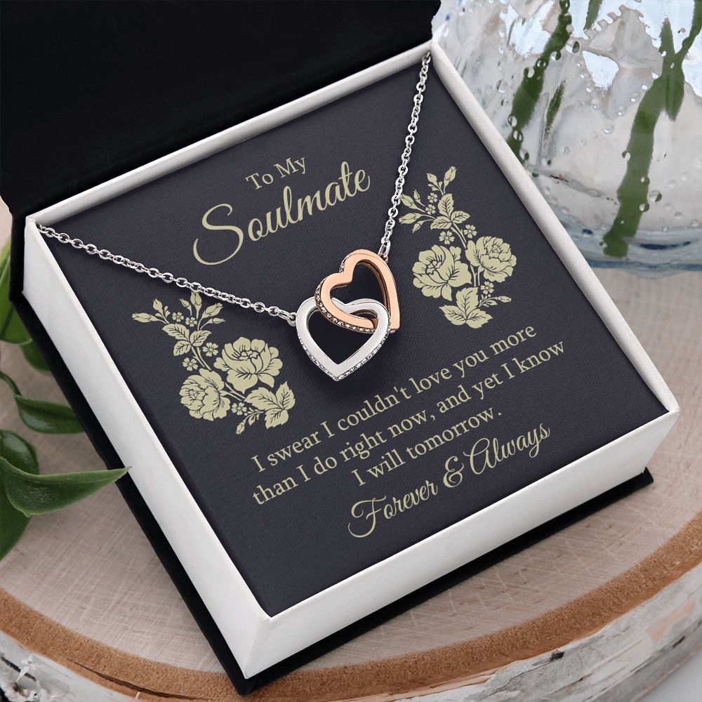 To my soulmate - I swear I couldn't love you Interlocking Hearts Necklace