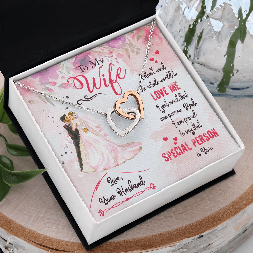 To My Wife Necklace from Husband, Personalized Necklace for Women, Luxury Necklace for Wife from Man Men, Wedding Anniversary Present For Wife, Beautiful Wife Jewelry Christmas Birthday Gift For Wife17 Interlocking Hearts Necklace