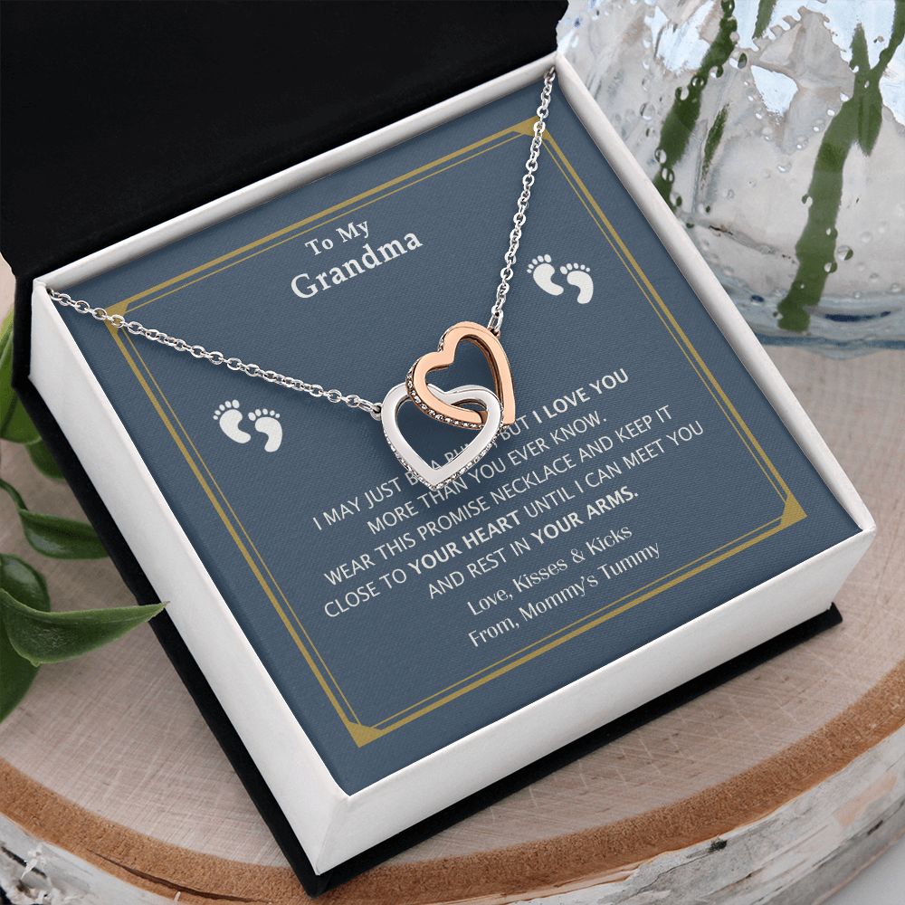 To My Grandma Necklace, Gift for Grandmother Necklace, Mothers Day Gift For Grandma Nana, Grandma Jewelry From Grandchildren GrandKids , Jewelry Box Gift For Grandma Grandmother17 Interlocking Hearts Necklace