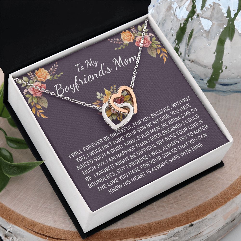 To My Boyfriends Mom Gift Necklace for Boyfriends Mom Gift Mother in Law Jewelry Gift Birthday Gift For Boyfriend's Mom Gift for Boyfriends Mom Gift for Boyfriend's Mom From Girlfriend Interlocking Hearts Necklace