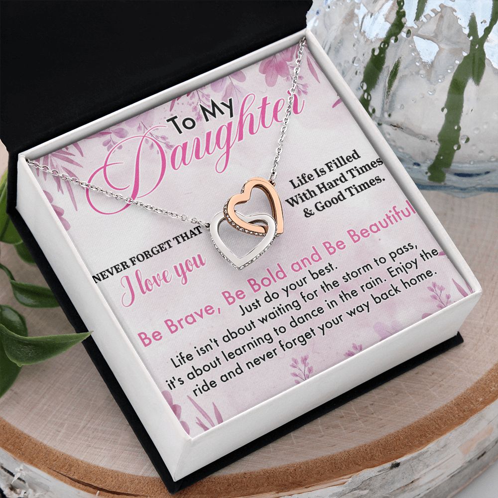 Jewelry Pendant Present for Daughter, To My Daughter Gift Necklace from Mom, Mother Daughter Gift Ideas, Birthday Christmas Gift Graduation Gifts for Daughters, Mother and Daughter Necklace 13 Interlocking Hearts Necklace