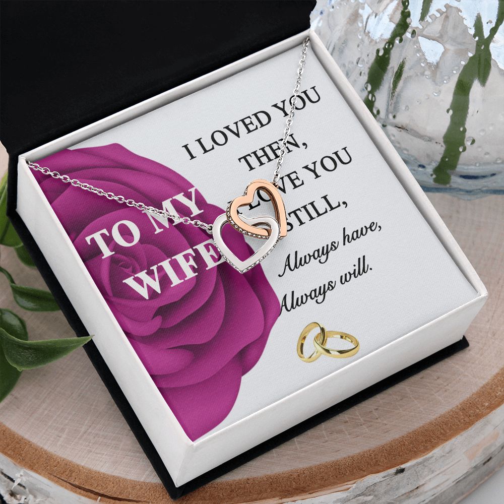 To My Wife Necklace -gift for Wife, Birthday Anniversary Necklace From HUsband Interlocking Hearts Necklace