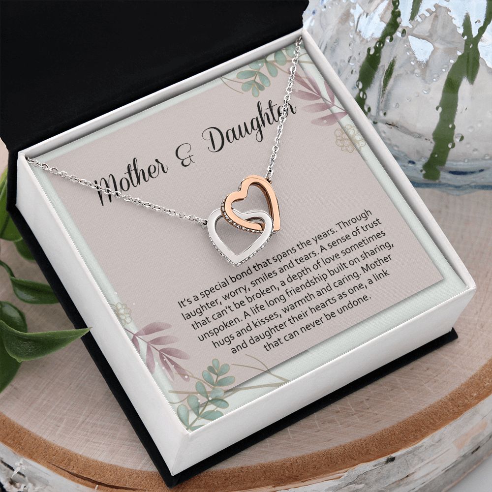 Mom Necklace Gifts for Mom from Daughter to Mom Gifts for Mothers Day from Daughter, To My Mom Necklace from Daughter to Mom Birthday Gifts Necklace with Message Card and Gift Box2245 Interlocking Hearts Necklace