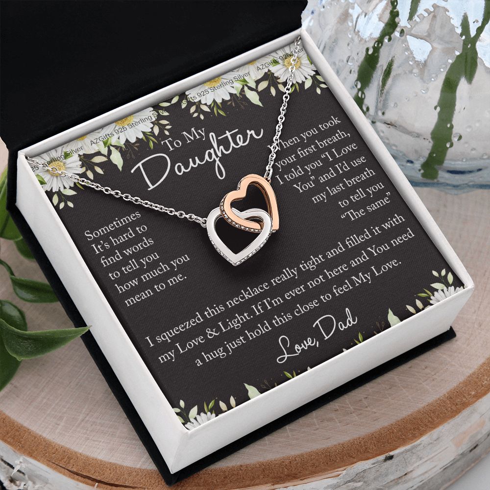 To My Daughter Necklace from Dad Father Daughter Birthday Gift For Daughter From Dad Graduation Gift for Her Girls Teen Girl Necklace Gift From Dad Gift For Daughter Interlocking Hearts Necklace