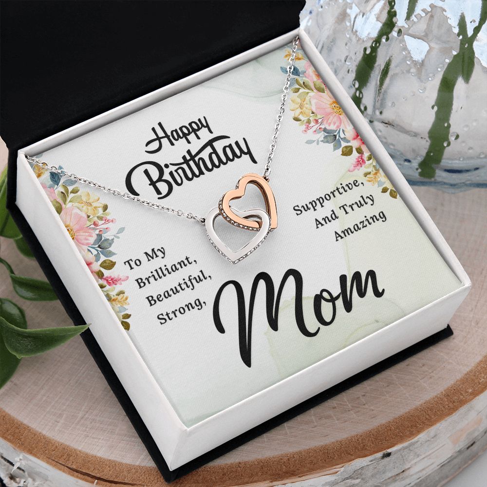 Mom Necklace Gifts for Mom from Daughter to Mom Gifts for Mothers Day from Daughter, To My Mom Necklace from Daughter to Mom Birthday Gifts Necklace with Message Card and Gift Box2229 Interlocking Hearts Necklace