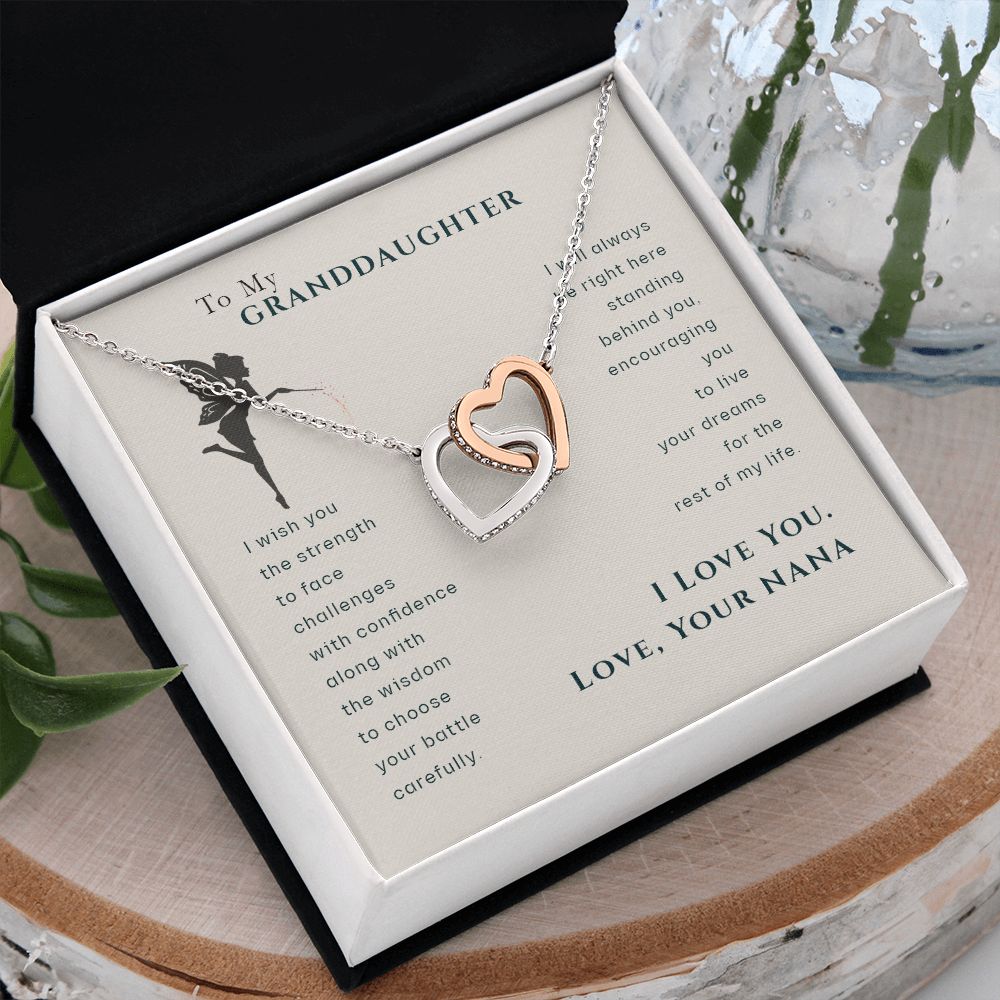 To My Granddaughter Dragonfly Necklace, Gift for Granddaughter From Nana Interlocking Hearts Necklace