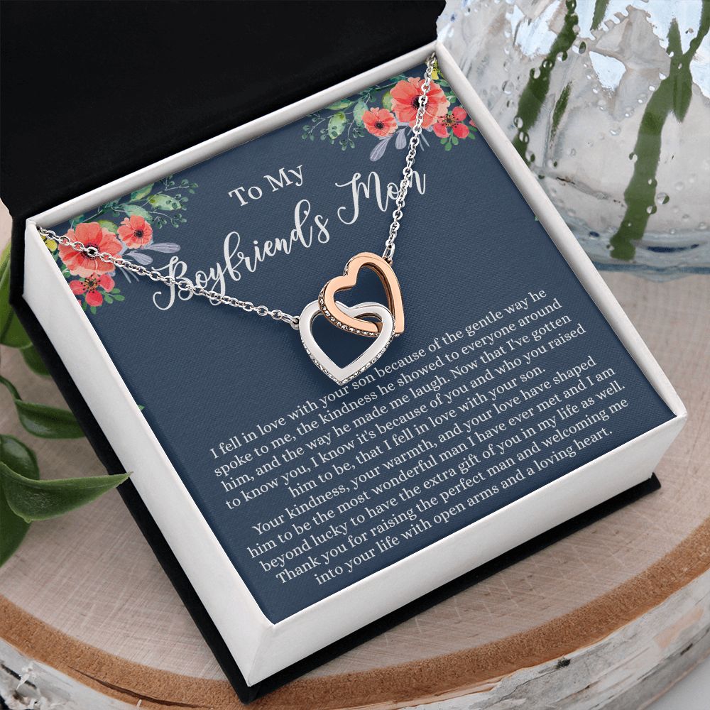 To My Boyfriends Mom, Gifts For Boyfriend Mom, Boyfriends Mom Birthday Gift Idea, Boyfriend Mother Gift, Necklace for Boyfriends Mom, Mother's Day Gift Necklace for Women Interlocking Hearts Necklace