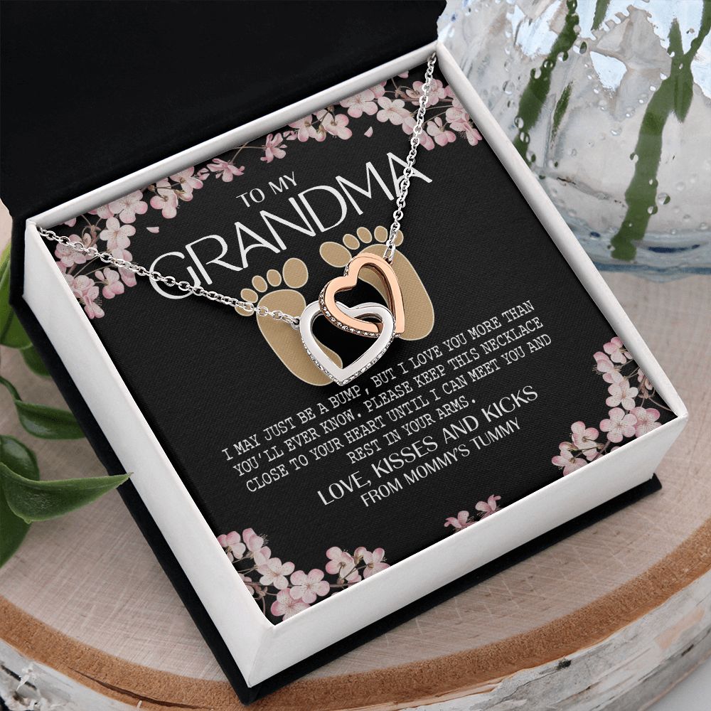 To My Grandma Necklace, Gift for Grandmother Necklace, Mothers Day Gift For Grandma Nana, Grandma Jewelry From Grandchildren GrandKids , Jewelry Box Gift For Grandma Grandmother16 Interlocking Hearts Necklace