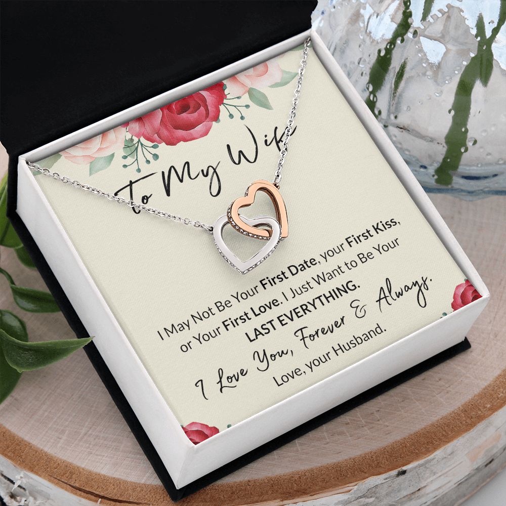 To My Wife Necklace from Husband, Personalized Necklace for Women, Luxury Necklace for Wife from Man Men, Wedding Anniversary Present For Wife, Beautiful Wife Jewelry Christmas Birthday Gift For Wife18 Interlocking Hearts Necklace